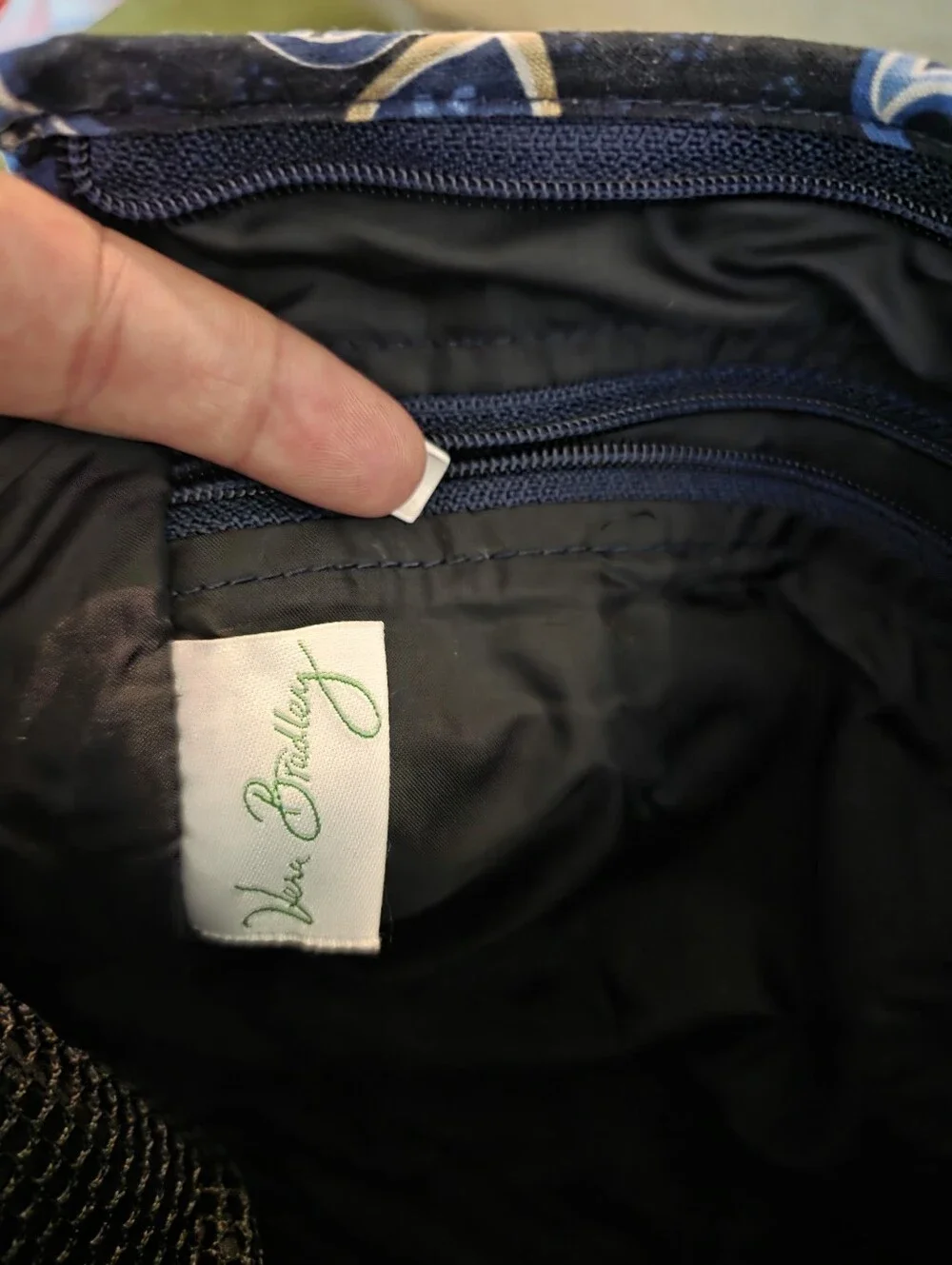 Vera Bradley Navy and Light Blue Paisley Quilted Cosmetic Pouch